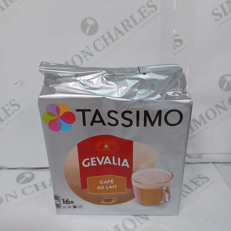 BOX TO CONTAIN 5 X PACKS OF TASSIMO GEVALIA CAFÉ COFFEE PODS // BEST BEFORE: 13/08/2023