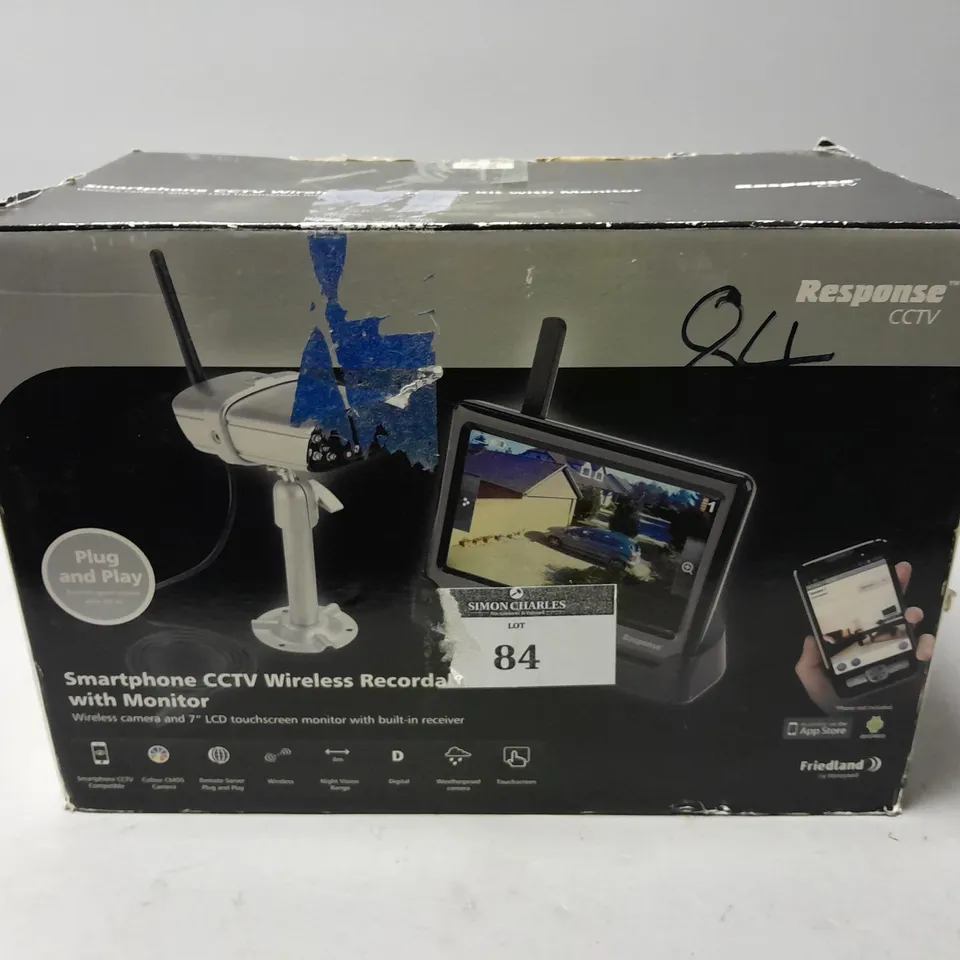 BOXED RESPONSE CCTV SMARTPHONE CCTV WIRELESS RECORDABLE KIT WITH MONITOR
