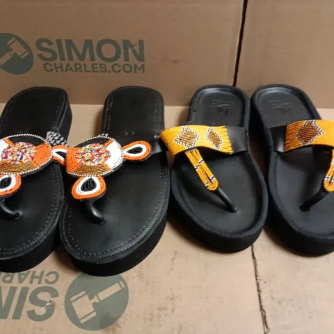 BOX OF APPROXIMATELY 15 ASSORTED PAIRS OF SHOES AND FOOTWEAR ITEMS IN VARIOUS COLOURS, STYLES, AND SIZES - COLLECTION ONLY