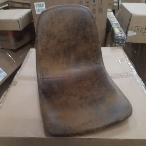 BOX CONTAINING SET OF 6 BROWN PU LEATHER DINING CHAIRS 