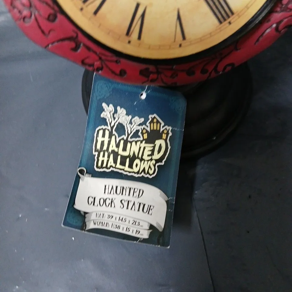 HAUNTED HALLOWS CLOCK STATUE – SKULL BUST WITH CLOCK FACE