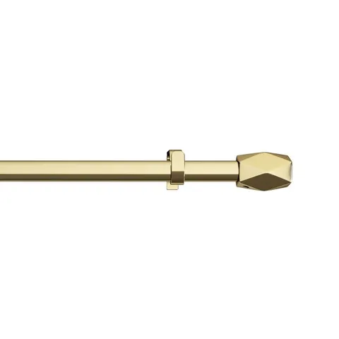 BOXED ALLBEE POLISHED BRASS ADJUSTABLE 4.38CM SINGLE CURTAIN POLE