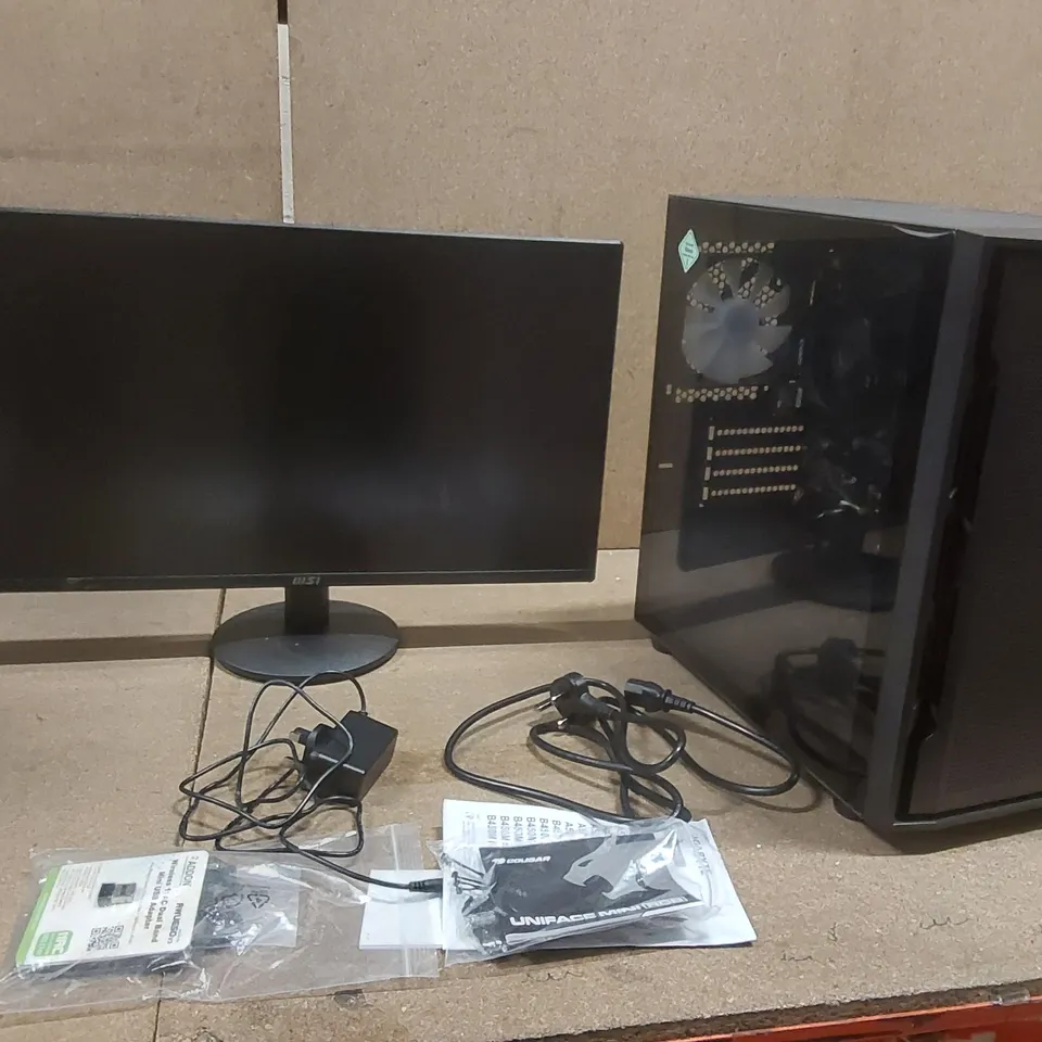 BOXED CUSTOM GAMING PC WITH MSI MONITOR - NO GPU, 16GB CORSAIR RAM, MSI M450 1TB SSD, COUGAR UNIFACE MINI RGB CASE, MSI LCD MONITOR