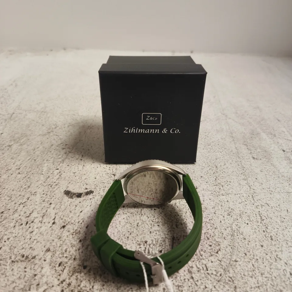 ZIHLMANN & CO. WRISTWATCH - GREEN SILICONE STRAP, BOXED
