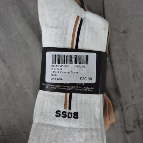HB BLACK 3 PACK QUARTER SOCKS – ONE SIZE (VISCOSE BAMBOO BLEND)