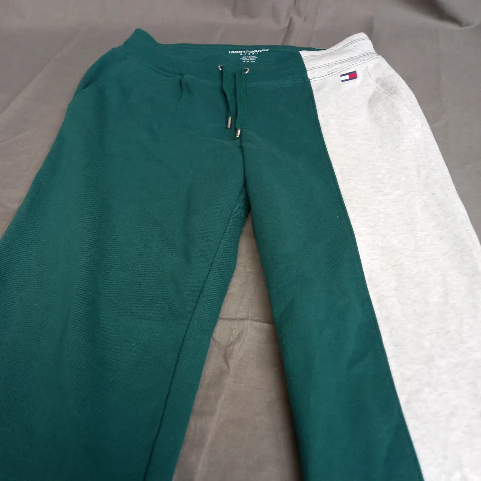TOMMY HILFIGER SPORT LIGHT GREY & GREEN JOGGERS - SMALL