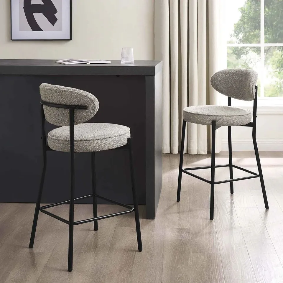 BOXED DUSK MIA SET OF 2 BARSTOOL - TAUPE BOUCLE (1 BOX)