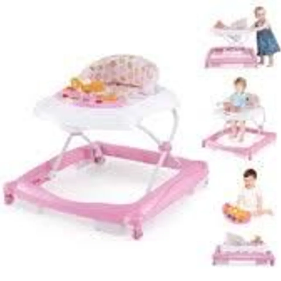 COSTWAYFOLDABLE BABY WALKER TODDLER ACTIVITY CENTER PUSH WALKER-PINK