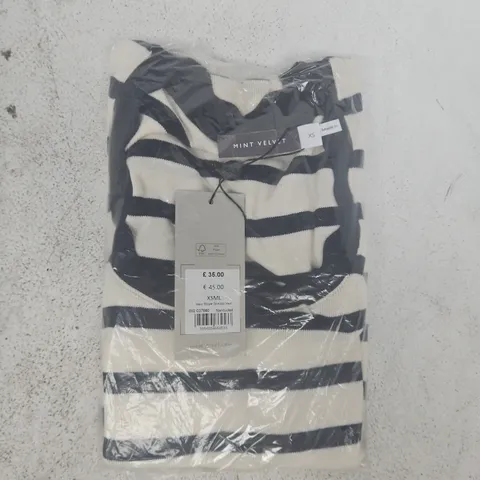 BAGGED MINT VELVET NAVY STRIPE SCALLOP VEST TOP SIZE XS