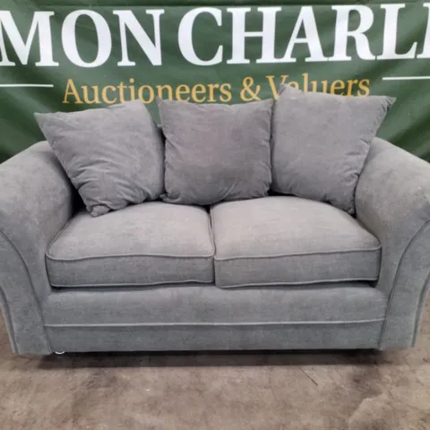 QUALITY DESIGNER DURY 2 SEATER SOFA - GREY FABRIC
