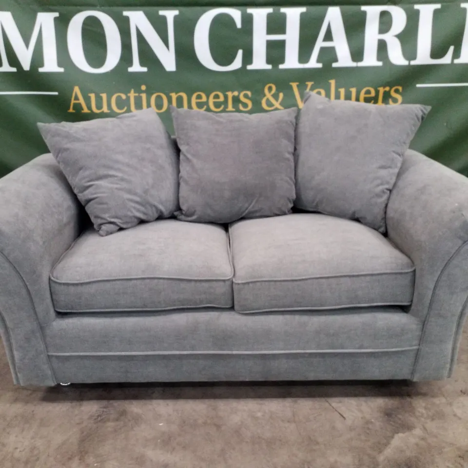 QUALITY DESIGNER DURY 2 SEATER SOFA - GREY FABRIC