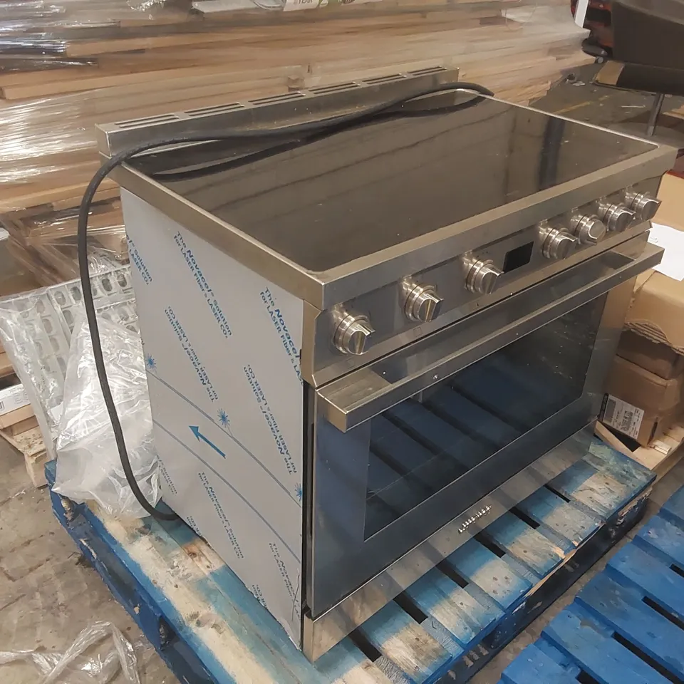 SMEG PORTOFINO CPF9IPAN 90CM WIDE ELECTRIC RANGE COOKER WITH INDUCTION HOB AND PYROLYTIC CLEANING - ANTHRACITE - A+ RATED