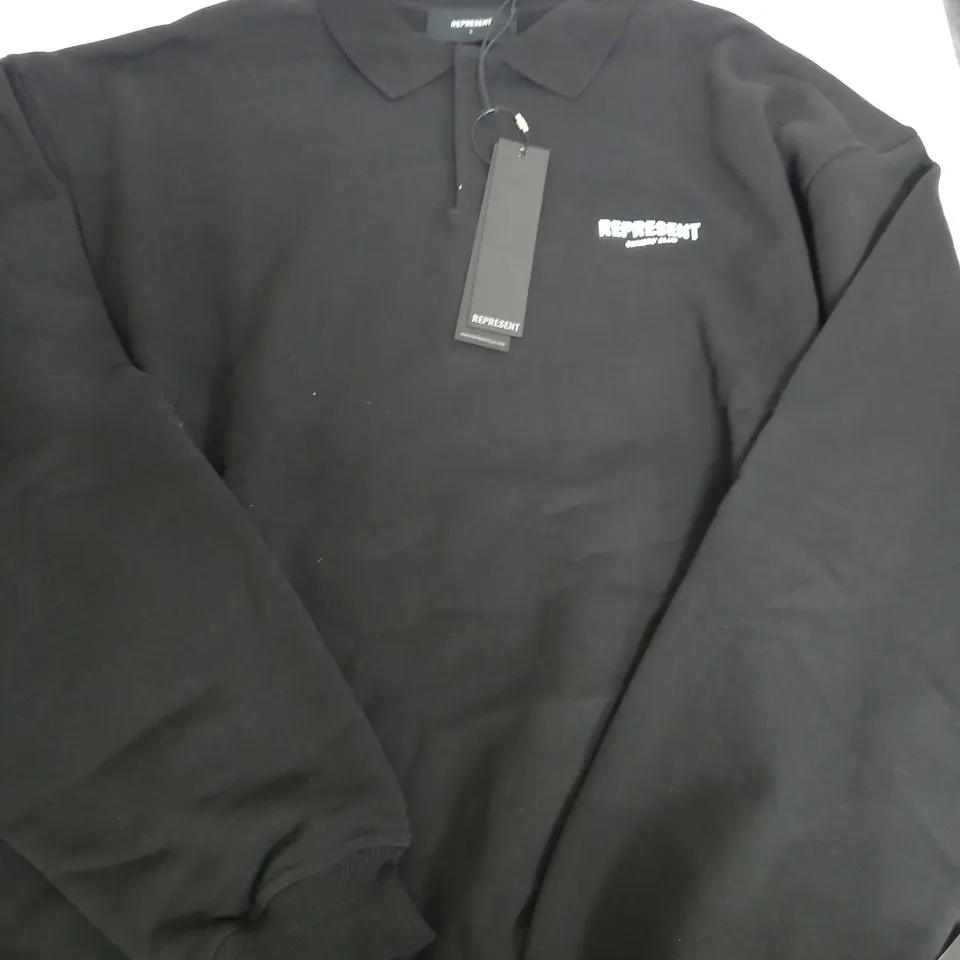 REPRESENT OWNERS CLUB COLLAR JUMPER IN BLACK - LARGE