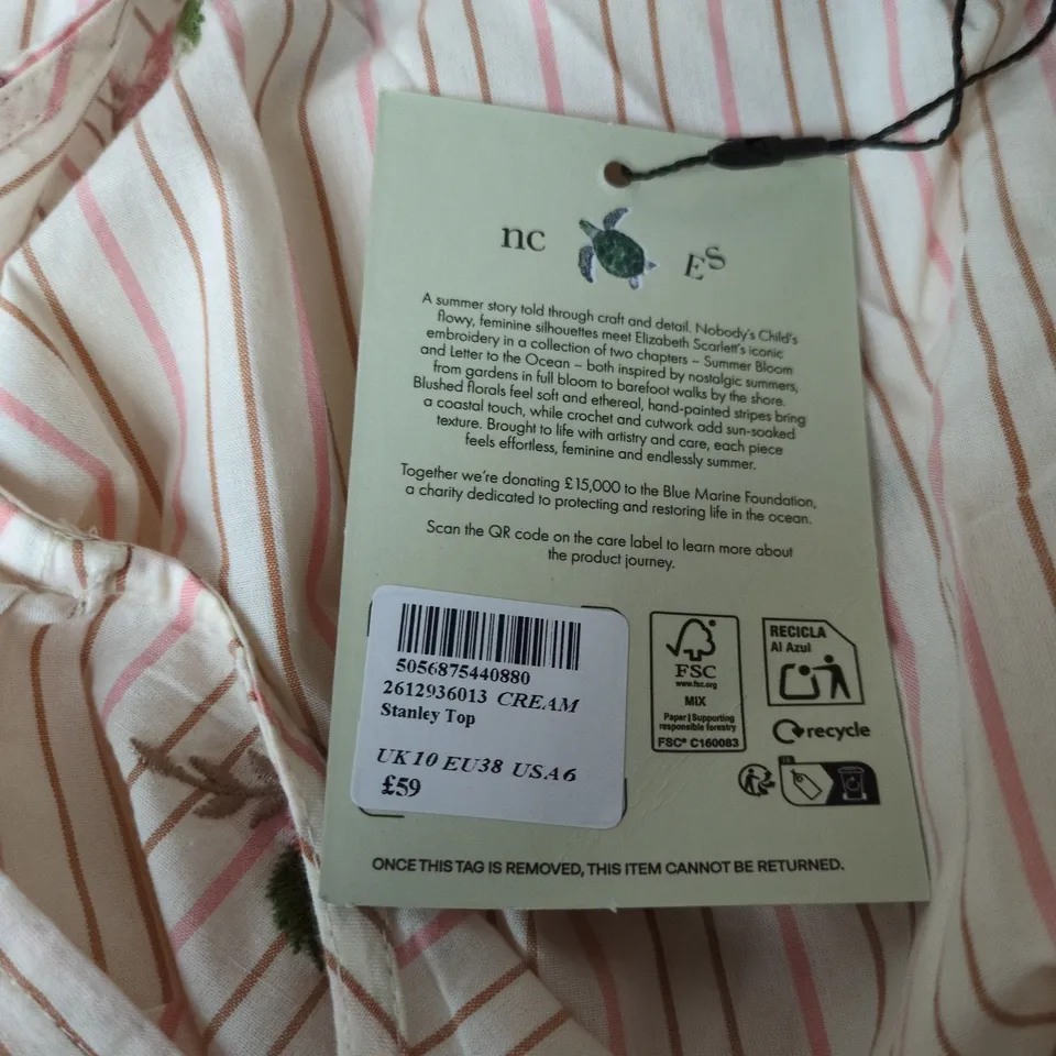 NOBODY'S CHILD × ELIZABETH SCARLETT STANLEY TOP – UK 10 (EU 38, US 6)