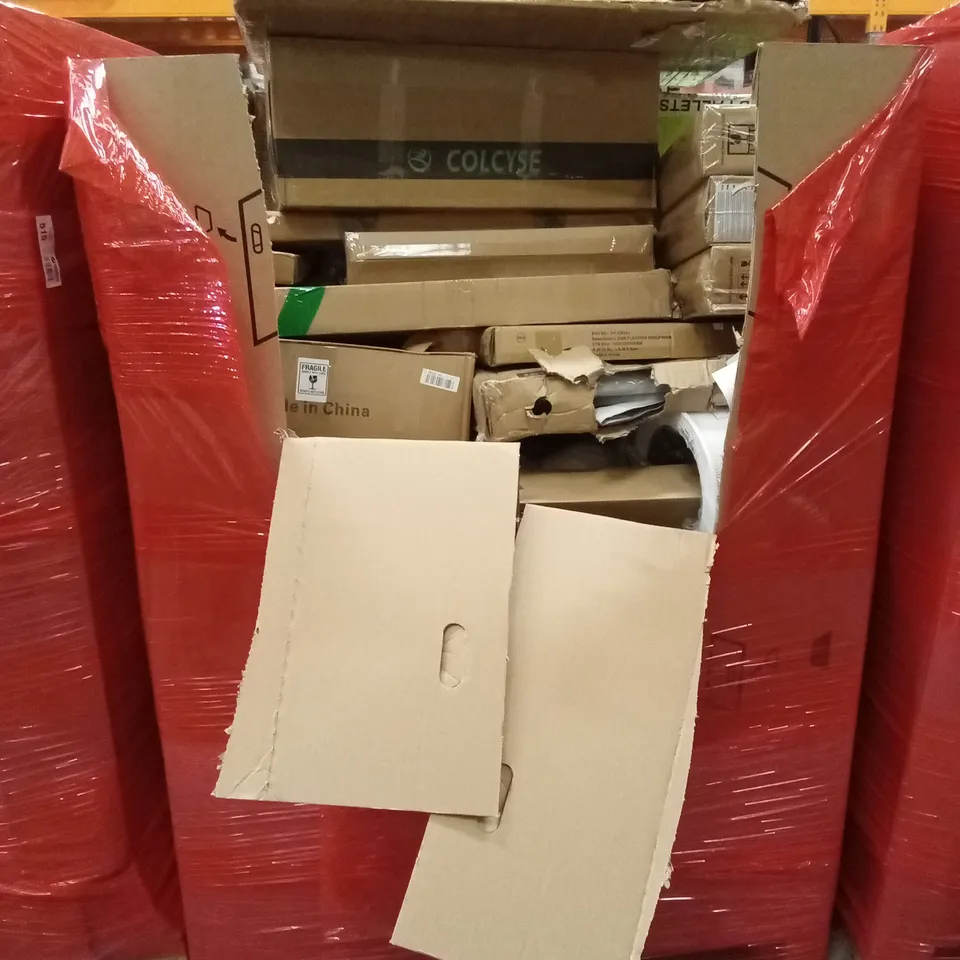 PALLET OF ASSORTED HOUSEHOLD GOODS AND PRODUCTS TO INCLUDE; A LARGE NUMBER OF INDOOR INSECT KILLERS, BOXED FURNITURE ETC