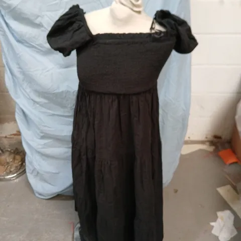 NOBODY'S CHILD WOMEN'S BLACK OFF-SHOULDER MAXI DRESS - SIZE UK 8