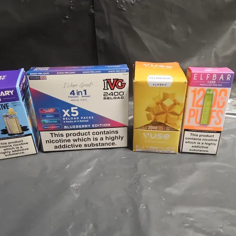 APPROXIMATELY 20 ASSORTED E-CIGARETTE PRODUCTS TO INCLUDE BRANDS SUCH AS ELFBAR PODS, LOST MARY WITH REPLACEABLE PODS AND IVG 4-IN-1 REPLACEMENT PODS - COLLECTION ONLY