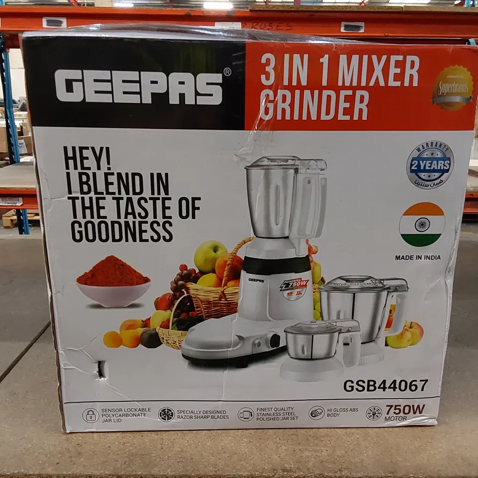 BOXED GEEPAS 1.5L 3-IN-1 STAINLESS STEEL MIXER (1 BOX)