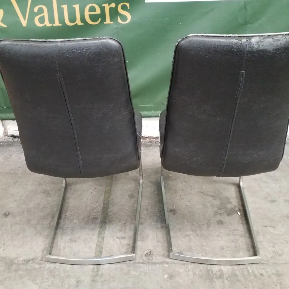 SET OF 2 BLACK LEATHER CHAIRS