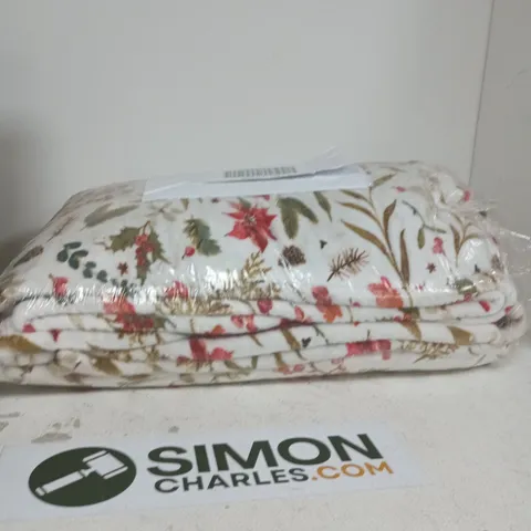 FLORAL PRINT THROW BLANKET β FOLDED, PLASTIC-WRAPPED