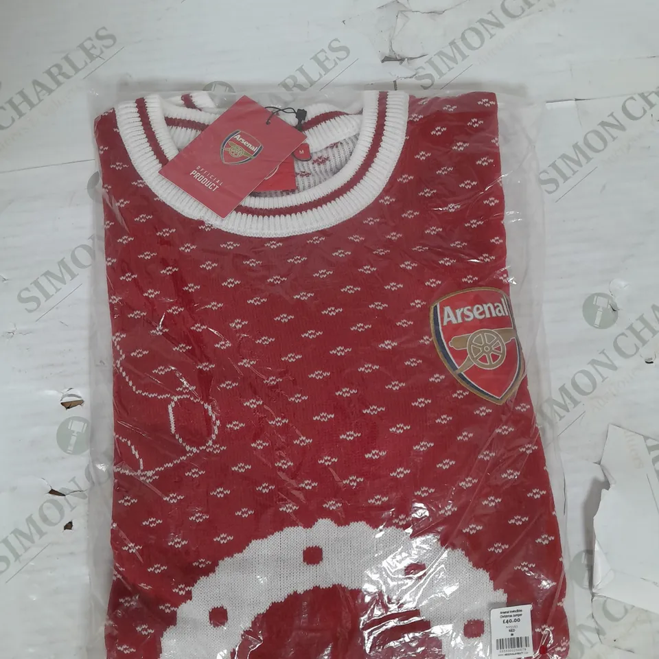 ARSENAL INVINCIBLES CHRISTMAS JUMPER IN RED SIZE M