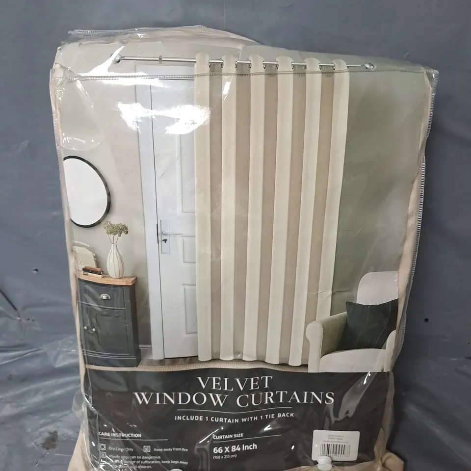 velvet eyelet curtains - beige - 66" x 84"