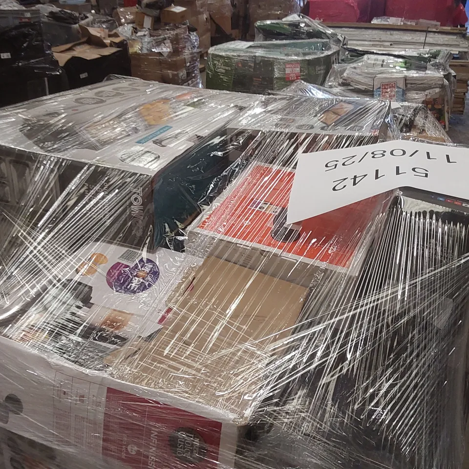 PALLET CONTAINING A LARGE ASSORTMENT OF UNCHECKED ELECTRICAL PRODUCTS INCLUDING: AIRFRYERS, ESPRESSO MACHINES, DEEP FRYERS, TOASTED SANDWICH MAKERS ECT
