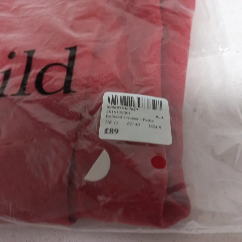 NOBODY'S CHILD RED RELAXED TROUSERS – PETITE, UK 12
