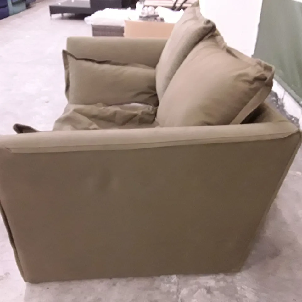 QUALITY DESIGNER BLENHEIM 2 SEATER SOFA - OLIVE FABRIC 