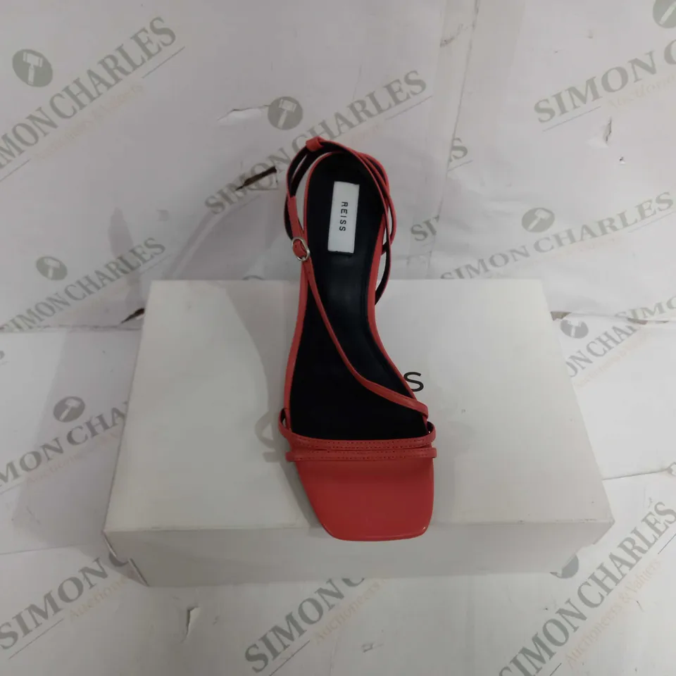 BOXED PAIR OF REISS STRAPPY SANDALS IN CORAL - EU SIZE 40