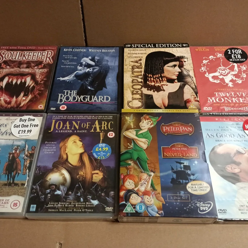 APPROX 15 ASSORTED DVD'S TO INCLUDE PETER PAN, THE BODYGUARD AND JOAN OF ARC