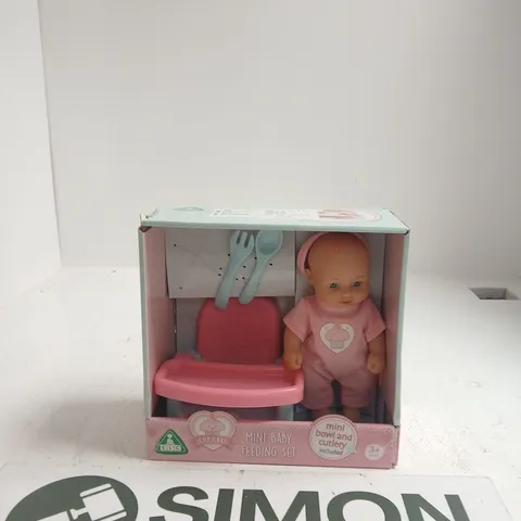 ELC MINI BABY FEEDING SET WITH DOLL β PINK HIGH CHAIR, BOXED