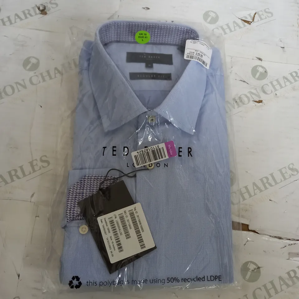SEALED TED BAKER REGULAR FIT LIGHT BLUE SHIRT - SIZE 16