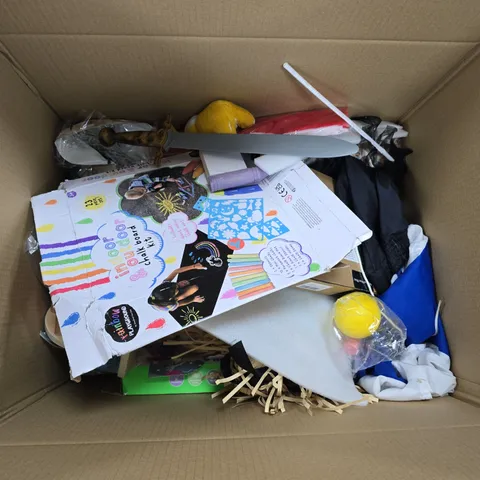 BOX OF ASSORTED TOY AND COSTUME PARTS
