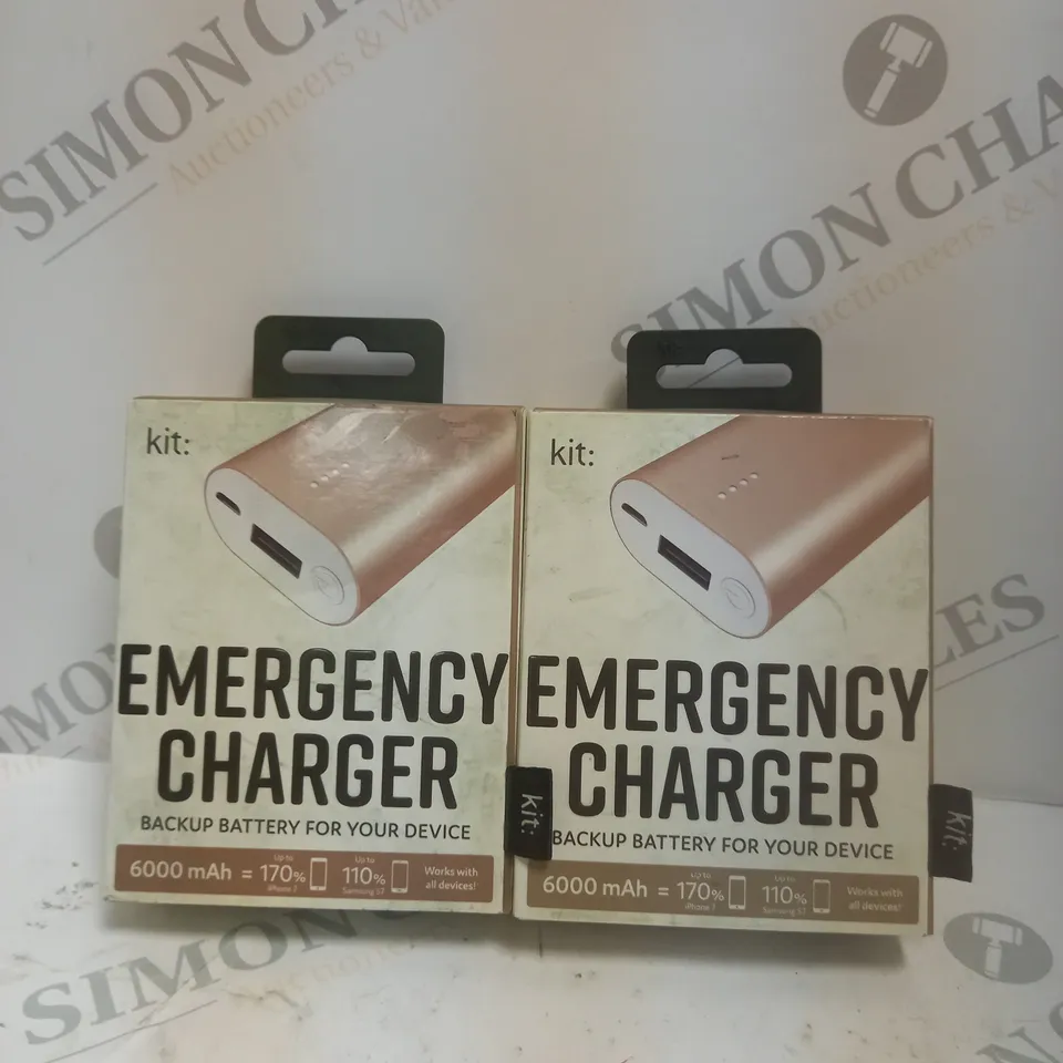 2 X BOXED KIT: EMERGENCY BACK-UP 6000MAH PORTABLE POWER BANKS 