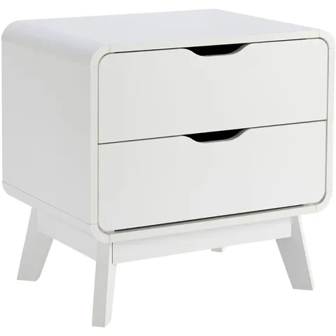 BOXED HOME SOURCE NORDICA WHITE 2 DRAWER BEDSIDE