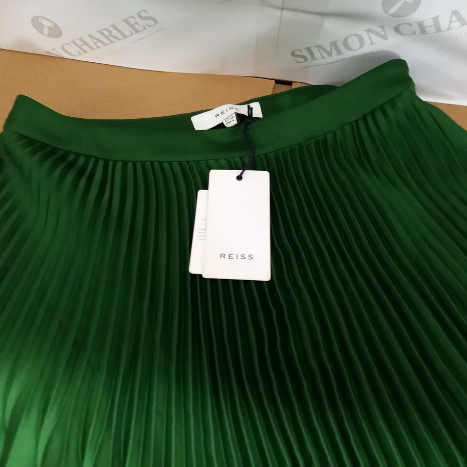REISS GREEN PLEATED SKIRT - UK 10
