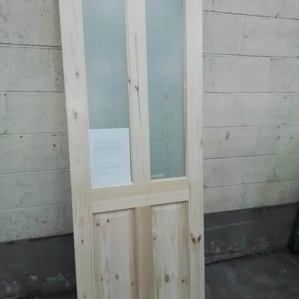 KNOTTY PINE 4 PANEL OBSCURE GLAZED INTERNAL DOOR 2040 × 726mm