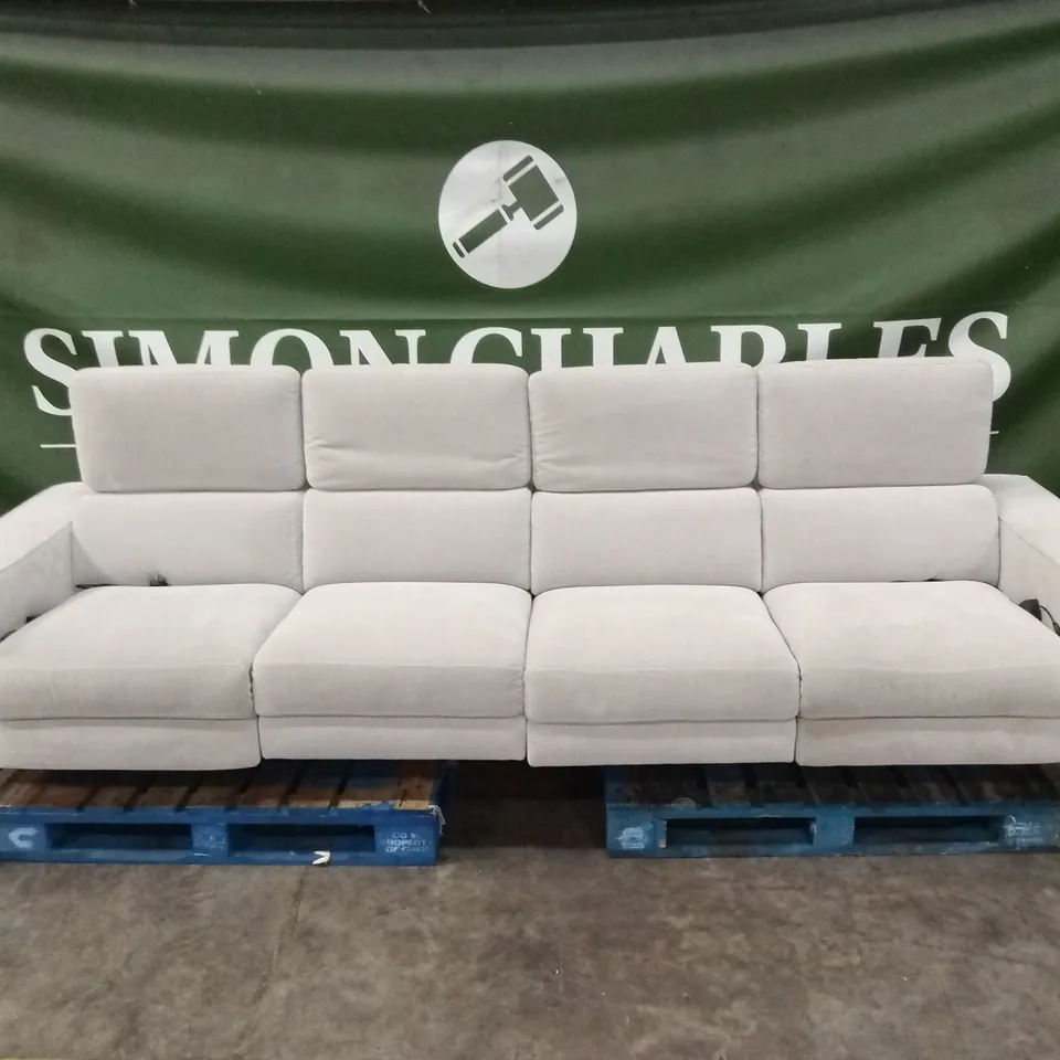 QUALITY DESIGNER ITALIAN MADE AGUSTO LARGE 4 SEATER FABRIC ELECTRIC RECLINER SOFA