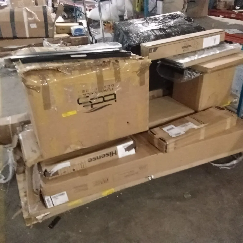 PALLET OF ASSORTED INCOMPLETE FURNITURE PARTS AND PIECES 