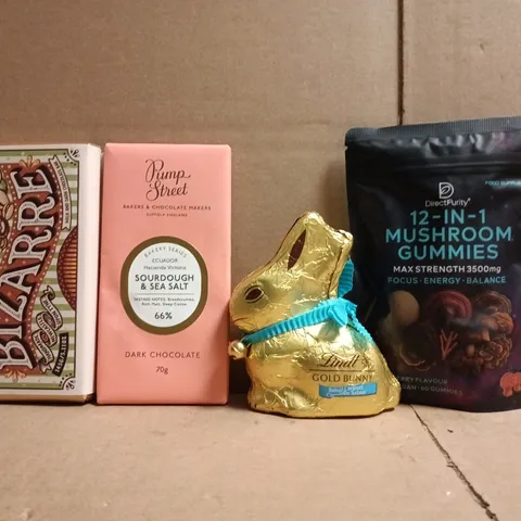 APPROXIMATELY 10 ASSORTED FOOD AND DRINK ITEMS TO INCLUDE LINDT, PUMP STREET, ETC