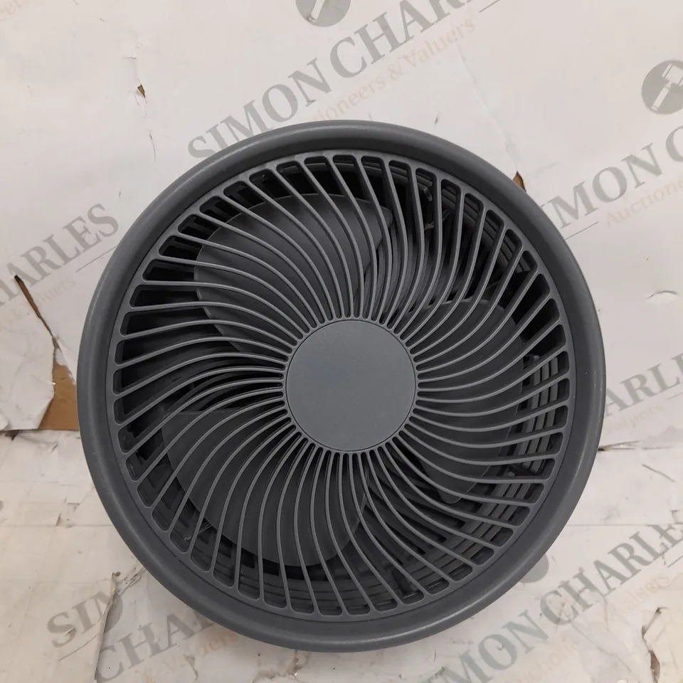 BOXED BELL & HOWELL RECHARGEABLE EXTENDABLE DESK & FLOOR FAN IN GREY
