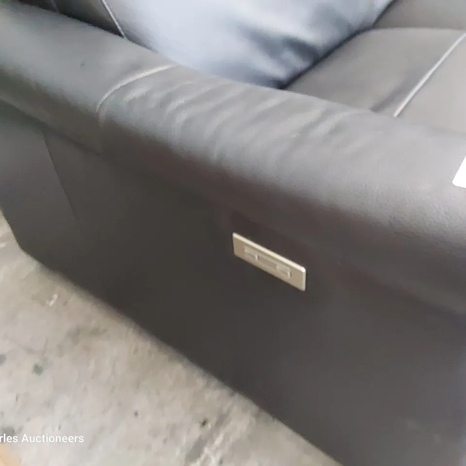 QUALITY ITALIAN DESIGNER ADRIANO POWER RECLINING THREE SEATER SOFA BLACK LEATHER 