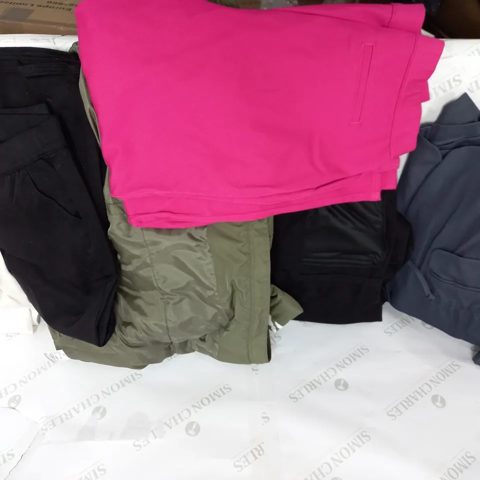 LARGE BOX OF ASSORTED CLOTHING ITEMS TOO INCLUDE TOPS , DRESSES AND BLAZERS COMING IN DIFFERENT COLOURS AND SIZES