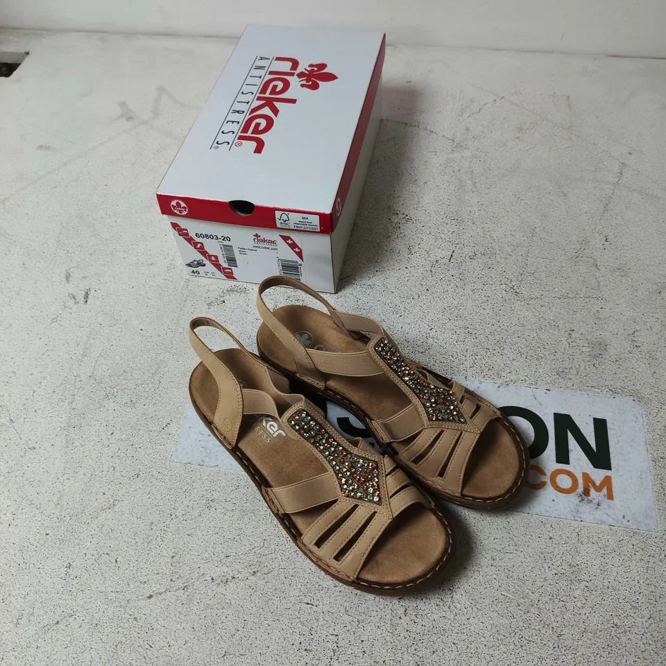 RIEKER WOMEN'S SANDALS UK7 BROWN WITH CRYSTAL EMBELLISHMENTS