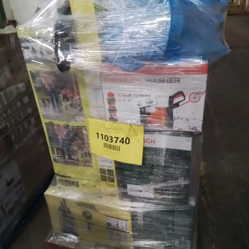 PALLET OF APPROXIMATELY 25 UNPROCESSED RAW RETURN KARCHER AND BOSCH GOODS TO INCLUDE;