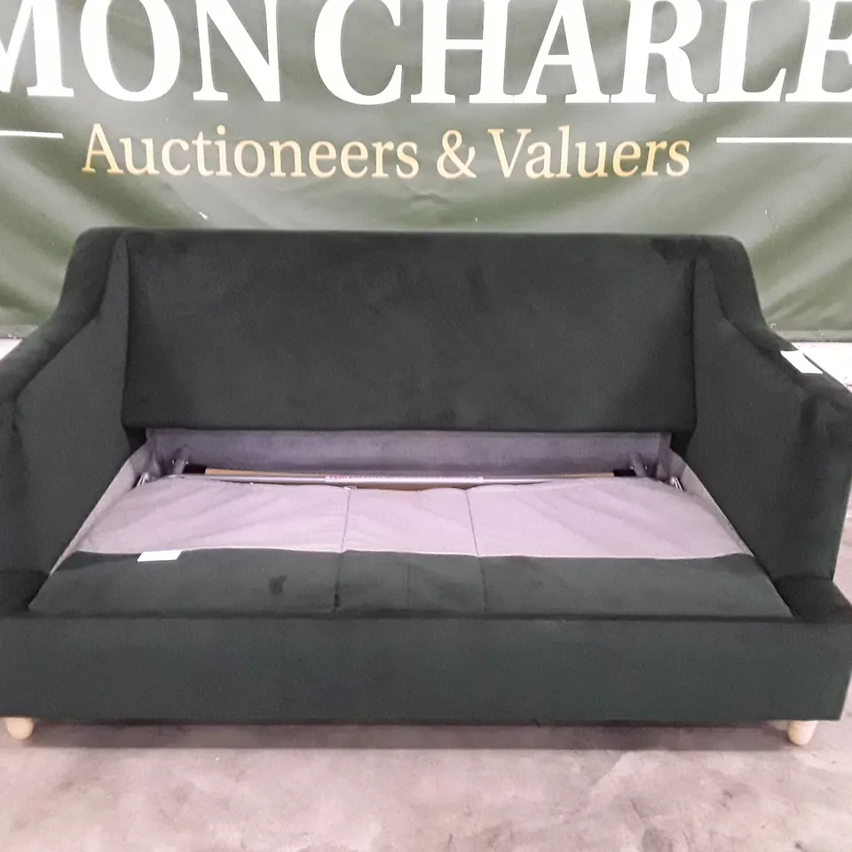 QUALITY DESIGNER ATWORTH 2 SEATER SOFA BED - HUNTER DARK GREEN FABRIC