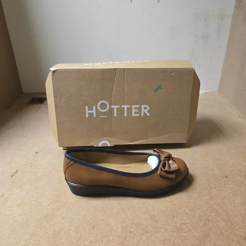 HOTTER WOMEN'S BROWN BOW BALLET FLATS – UK SIZE 6 
