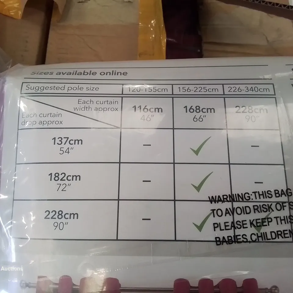 PALLET CONTAINING APPROXIMATELY 14 BOXES OF VARIOUS EYELET VELVET AND MATTE CURTAINS (SIZES VARY)