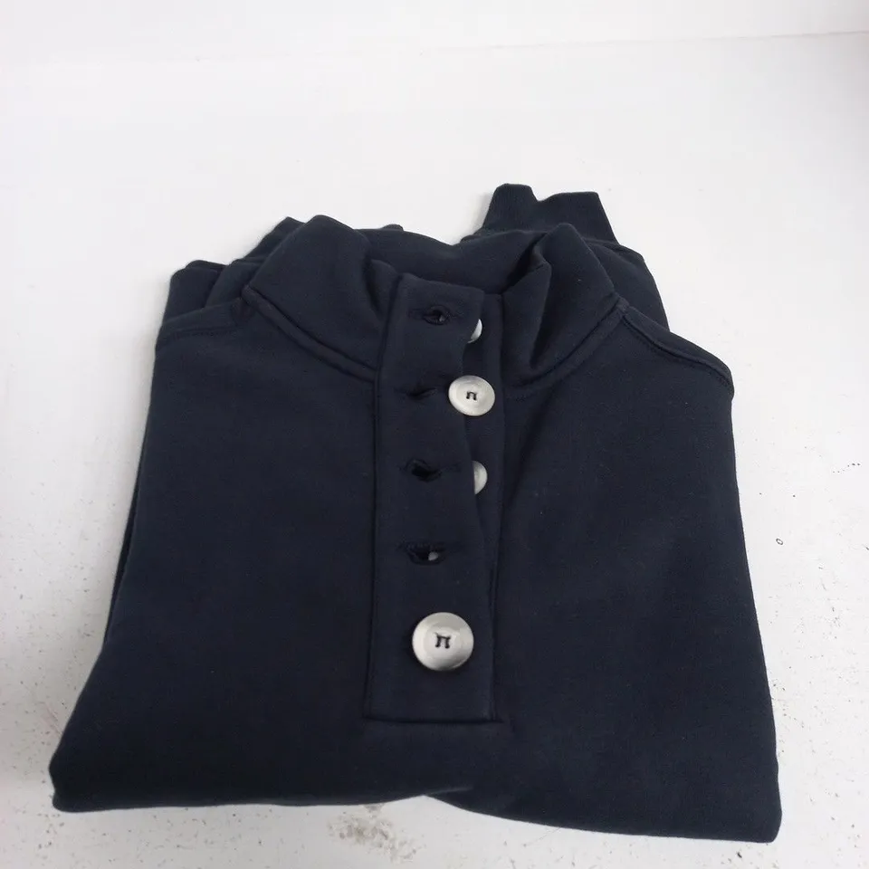 MINT VELVET NAVY BUTTON NECK SWEATSHIRT – S